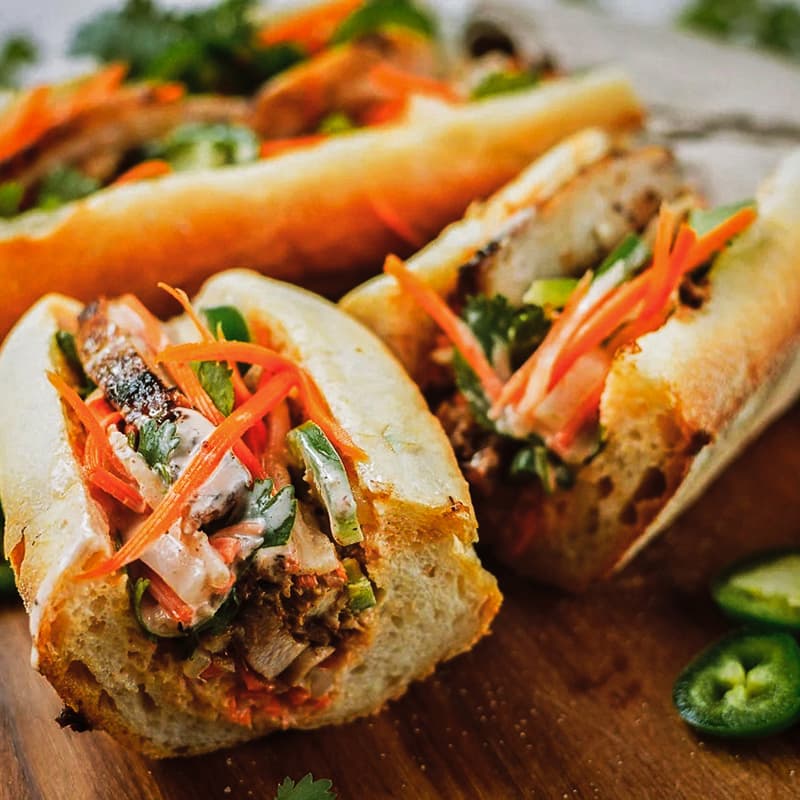 Bánh Mì on a wooden board